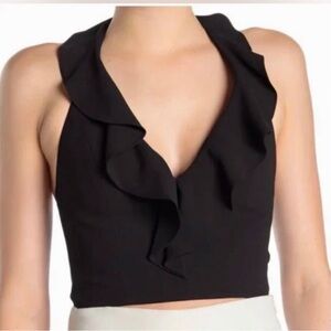 Alice + Olivia Dannette Ruffled Cropped Halter Top (size 6)